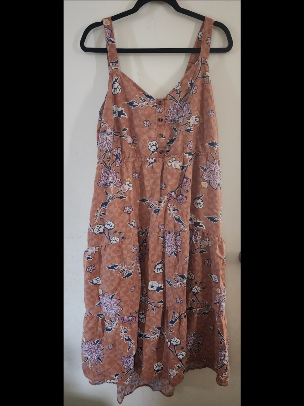 Sonoma Rose-Tan Floral Midi Dress